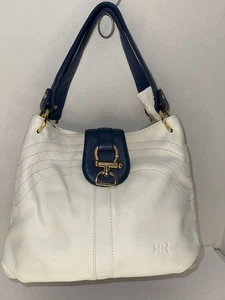 Pedro Rogado Genuine White-Blue Soft Leather Handbag Spain - Picture 1 of 13