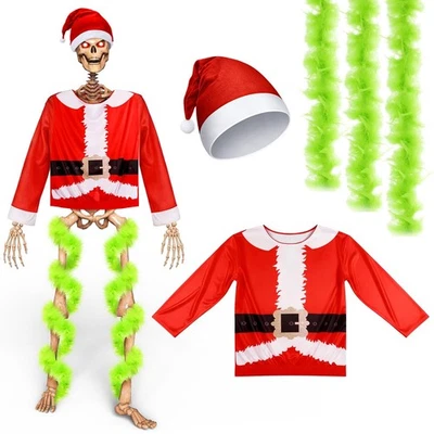 Accesorios de Disfraz de Papá Noel Esqueleto Navidad 12 pies - Incluye Camisa Claus, Ha... Foto 1 de 4