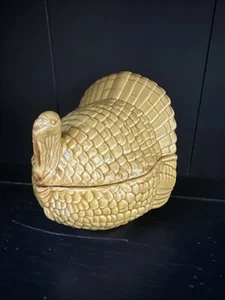 Crate & Barrel Ceramic Turkey Thanksgiving Fall Covered Candy Trinket Dish 5.5" - Picture 1 of 13