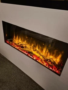 E890 Electric Fire Logs Pebbles Remote Control - Media Wall Fire - Picture 1 of 6