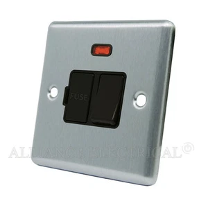 Brushed Satin Chrome Classical Switched 13A Fused Spur with Neon - CSCSFNBL - Picture 1 of 1