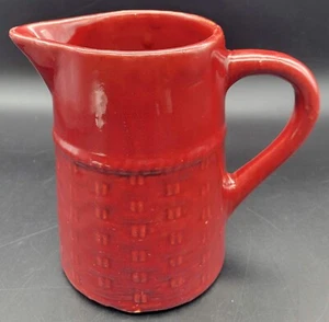 Vintage Dark Red Medalta Potteries No. 84 Pitcher with Weave Design - Picture 1 of 9