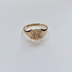 Men’s Gents Vintage 9ct 9k Gold Signet Ring Engraved Initials Size Z~ Scrap/Wear