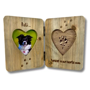 Memorial de perro/gato | En memoria | Marco de fotos doble personalizado en forma de corazón - Imagen 1 de 10