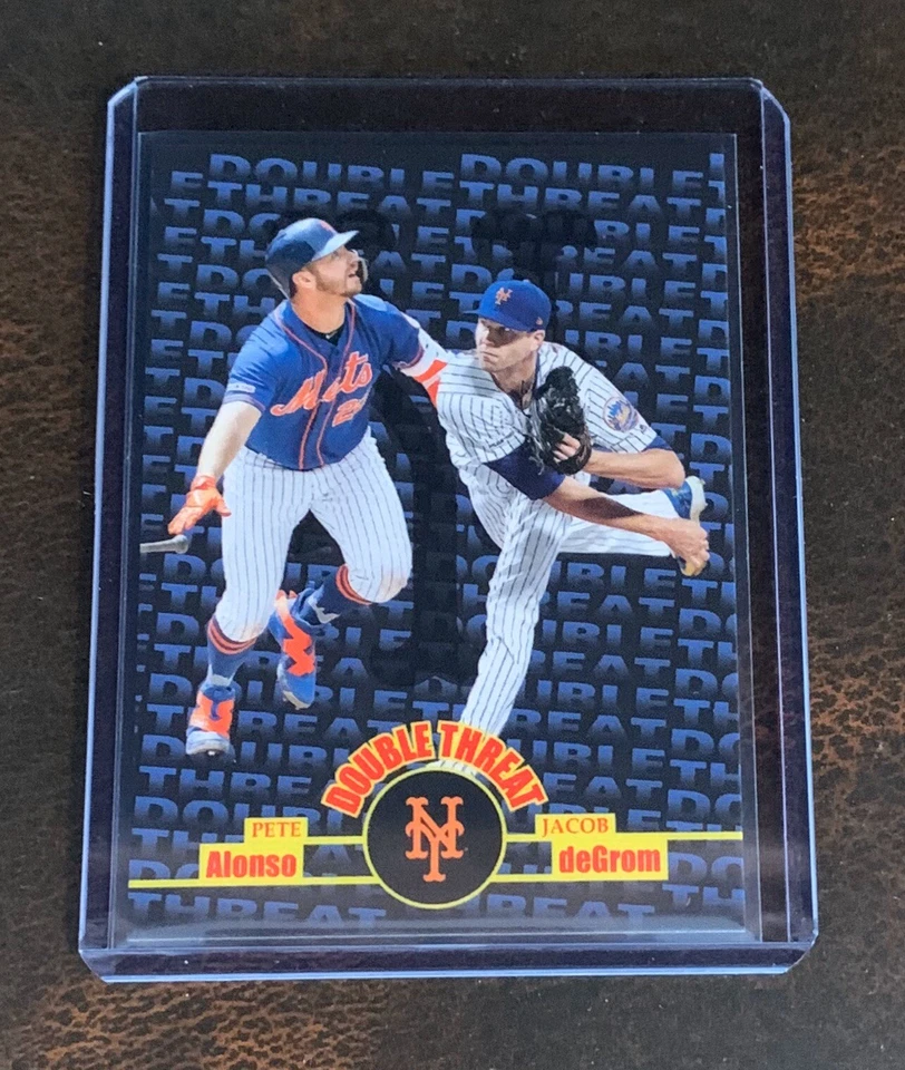 2020 TOPPS TBT #64 PETE ALONSO & JACOB DEGROM 1998 STADIUM CLUB DOUBLE THREAT - Image 1 of 2