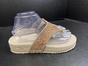 SKECHERS Sz 7 Arch Fit Vinyasa Pink Taupe Rhinestone Flip Flops Woman's Sandals - Picture 1 of 10