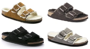 Birkenstock Men's Arizona Shearling Suede Leather Sandals - Picture 1 of 25