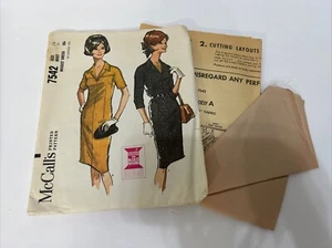 60s Vintage CUT McCalls 7542 Misses  Dress Sewing Pattern Size 14 Bust 34 - Picture 1 of 5