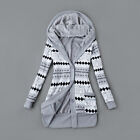Hot Sale Women's Warm Add wool Outwear Long Sleeve Printed Button Hooded Coat