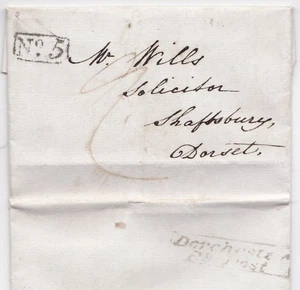 1836 DORCHESTER PENNY POST & n. 5 R/H JOHN KEECH TOLLER PORCORUM >SHAFTESBURY - Foto 1 di 2
