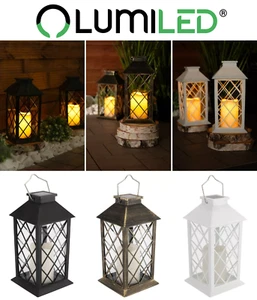 LUMILED Solar Laterne LED Solarlampe mit Kerze Flamme Schwarz Weiß Patina - Bild 1 von 71
