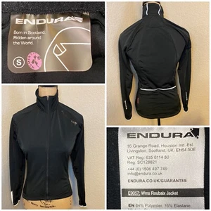 Endura Damen kleine schwarze Langarm gefütterte Roubaix Fahrradjacke mit durchgehendem Reißverschluss - Bild 1 von 12