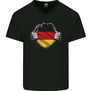 Deutsche Flagge zerrissen zerrissen Gym Deutschland Herren T-Shirt V-Ausschnitt Baumwolle - Bild 1 von 3
