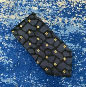 Corbata de Seda Geométrica Tino Cosma Dorada Beige Negro Azul Hecha en Italia - Imagen 1 de 5