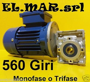 Motoriduttore 560 Giri HP 0,25 Riduttore di giri Motore Monofase Trifase Kw 0,18 - Foto 1 di 5