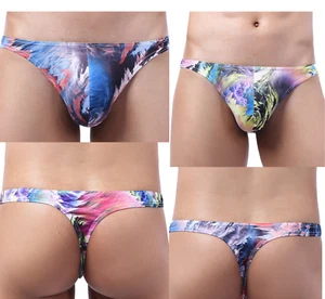 Men's Thong Sexy 2 PACKS Low-rise Colorful Bikini Underwear - Picture 1 of 13