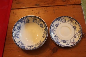 SALAD DISH, COFFEE SAUCER Blue Flowers Johnson Brothers England - Picture 1 of 8