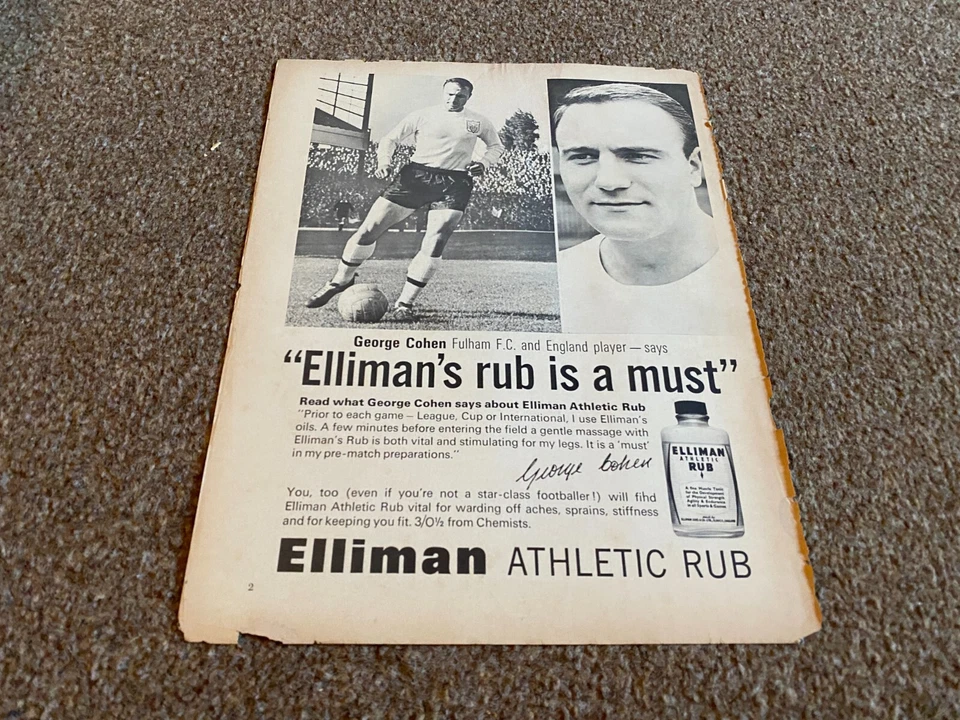WFBK12 WORLD SPORTS ADVERT 10X8 GEORGE COHEN FULHAM F.C. : DEXTROSOL - Image 1 of 1
