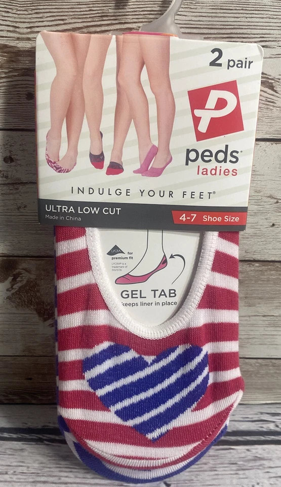 Peds Ladies 4 Pairs Ultra Low Cut GEL Tab Keeps Liner in Place Shoe Size 4-7