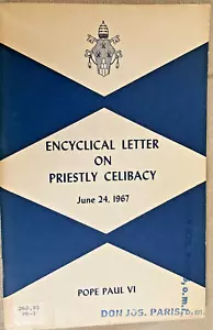 ENCYCLICAL LETTER ON PRIESTLY CELBACY, JUNE 24, 1967 BY POPE PAUL VI. - Imagen 1 de 8