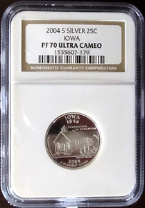 2004-S IOWA SILVER PROOF STATE QUARTER, NGC PF70 UC - Picture 1 of 2