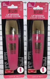 2 Milani Lip Intense Liquid Lip Color Gloss 03 *FIERY CORAL* Hot Peach Pink Lot - Picture 1 of 8