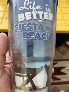 Tervis Tumbler 24 oz Life is Better at Siesta Key Beach w/ Blue Lid - Picture 1 of 3