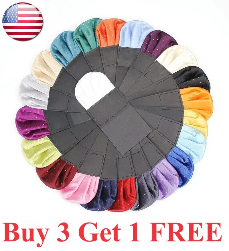 Pañuelo cuadrado de bolsillo predoblado de seda satinada para hombre a lunares fiesta, Foto 1 de 4