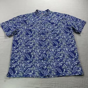 Rail Riders Shirt Mens XL Blue Floral Hawaiian Button Up Band Collar Outdoors - Picture 1 of 9