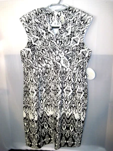 Emma&Michele Sz 16 Black White Surplice Sleeveless Cap V-neck Wrap Dress - Picture 1 of 5