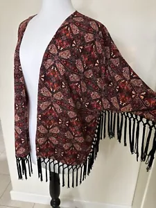 NUEVO LOOK... Chaqueta informal con bordes borlas mezcla negra/naranja talla 10 - Imagen 1 de 6