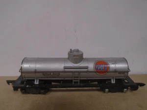 1951-3 VINTAGE AMERICAN FLYER #625G S SCALE GULF TANK CAR METAL TRUCKS & LINK - Picture 1 of 6
