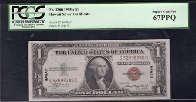 FR.2300 1935-A $1 “HAWAII” SILVER CERTIFICATE PCGS SUPERB GEM UNCIRCULATED-67PPQ - Image 1 of 2