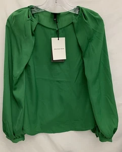 Neu mit Etikett Who What Wear grüne Damenbluse Schlüsselloch vorne Ballonärmel Größe Small - Bild 1 von 5