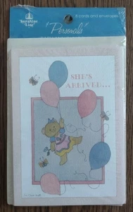 ~8 TARJETAS VINTAGE ANUNCIO LLEGADA BEBÉ (NIÑA) CON ESCRITURA por Warner Press - Imagen 1 de 2