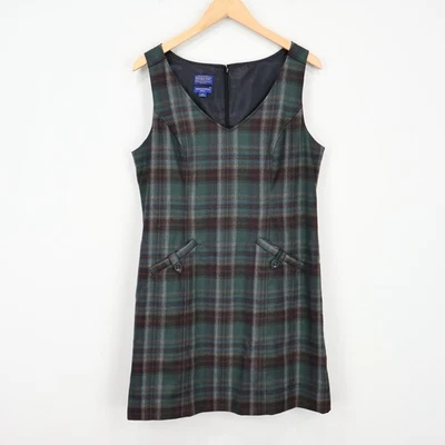 Pendleton Vintage 100% Virgin Wool Lined Dress Jumper Green Plaid Size 12 Petite - Image 1 of 4