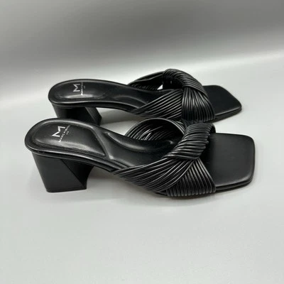 Sandalias de tacón para mujer Marc Fisher LTD de cuero negras talla 7,5 M Foto 1 de 4