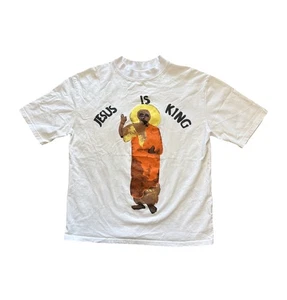 Jesus Is King Kanye West Mock Neck White Tee Shirt Men's Size Medium Made in USA - Picture 1 of 10