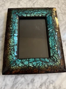 Pier 1 Mosaic Glass Picture Frame Easel or Hanging 4x6 Picture 8x10” Actual - Picture 1 of 19