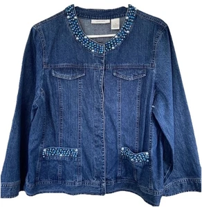 Vintage Tantrums Beaded Denim Jean Jacket Size X Large NWOT - Picture 1 of 11