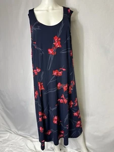 Ellos Floral Sleeveless Dress Women's Plus Size 2X Fit & Flare Blue Red 26 / 28 - Picture 1 of 6