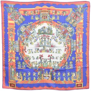 HERMES 100% Silk Carre 90 Scarf ASTRES et SOLEILS Blue - Picture 1 of 15