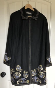 Peter Nygard bestickte schwarze Jacke Damen Größe 16, Wolljacke, Schulterpolster - Bild 1 von 9
