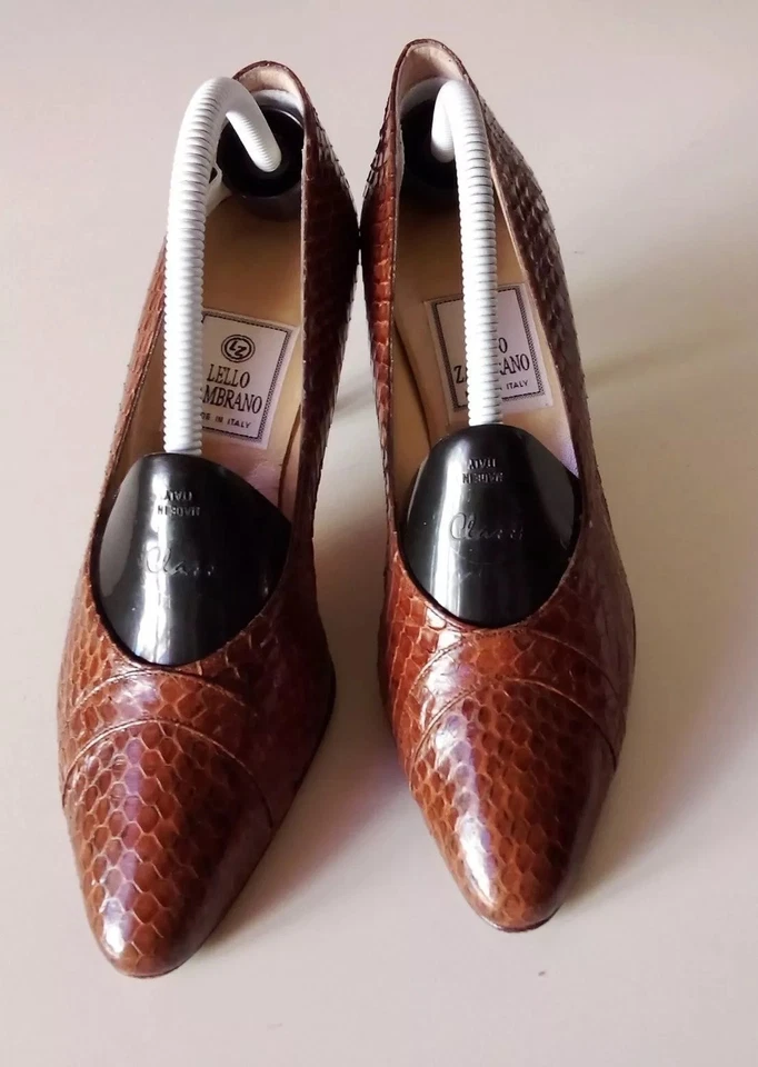 SCARPE ELEGANTI DONNA VERO PITONE VINTAGE FIRMATE LELLO ZAMBRANO MADE IN ITALY - Immagine 1 di 4