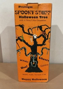 Prettique Spooky Stuff Halloween Tree With 11 Neon Color Ornaments 13” Tall - Picture 1 of 7