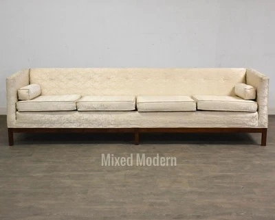 Walnut And White 98” Mid Century Modern Sofa Couch - Image 1 of 4