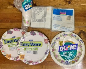 VERSIEGELT Diff Schwerlast Teller - 24 & 20, 100 25th Annniv Servietten, 16 Match Becher - Bild 1 von 5