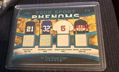 2021 Leaf ITG Duncan * Garciaparra * James * Alfredsson 4 quad game relics 3/9 - Image 1 of 2