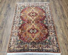 Oriental Rug 3' 4" x 4' 7" Handmade Carpet High Quality Geometric Vintage Wool