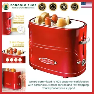 Vintage Red 2-Slot Hot Dog Toaster with Drip Tray and Cord Wrap for Easy Storage - Picture 1 of 9